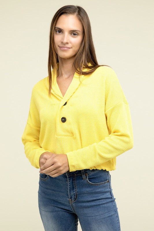 Textured Line Elastic Waist Pullover Top